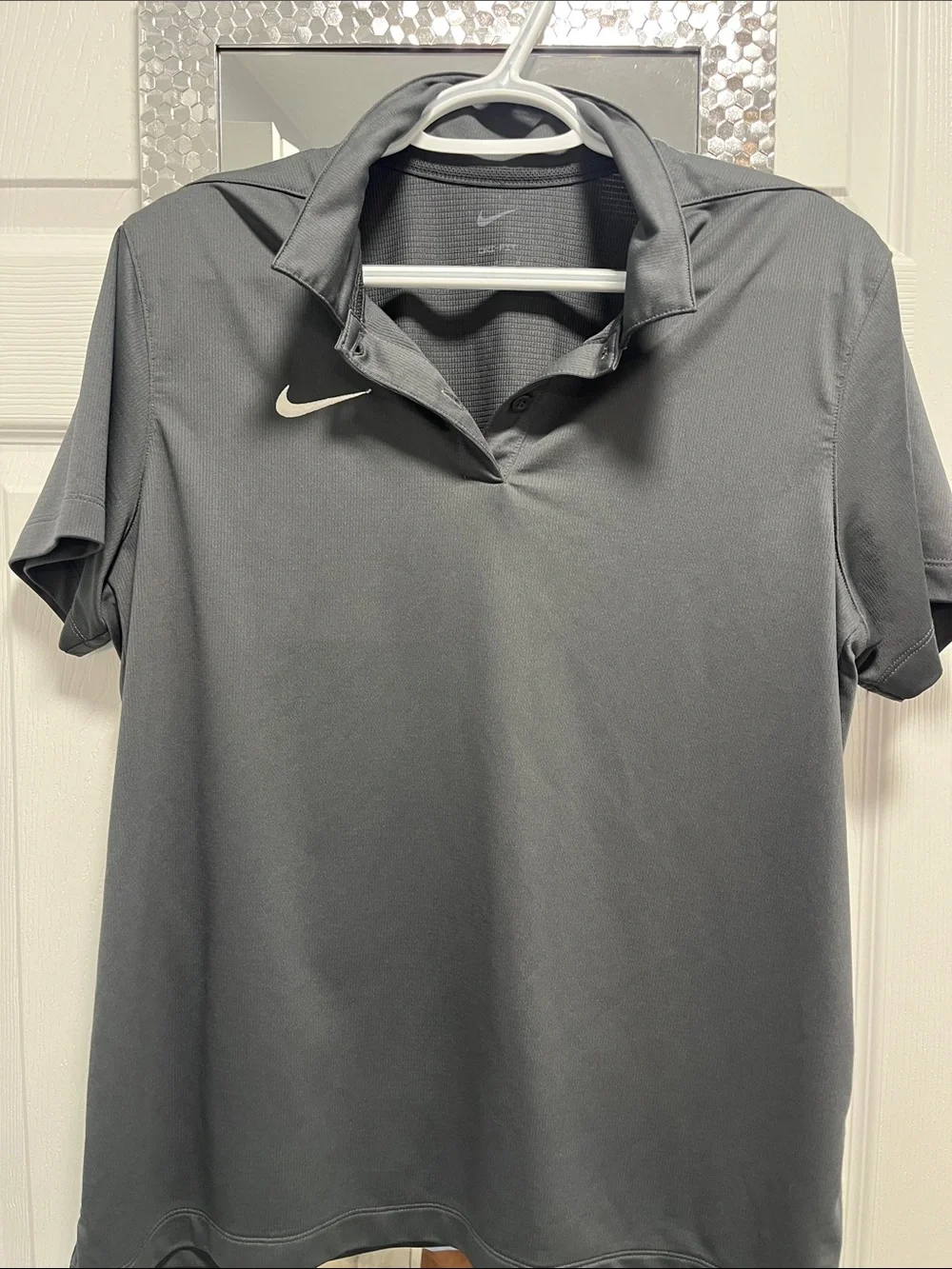 Nike Women’s Charcoal Gray Polo with White Swoosh